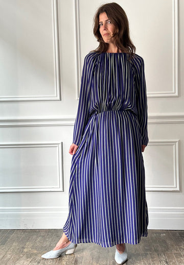 INDRESS - Monica Dress in Purple/Almond Stripe