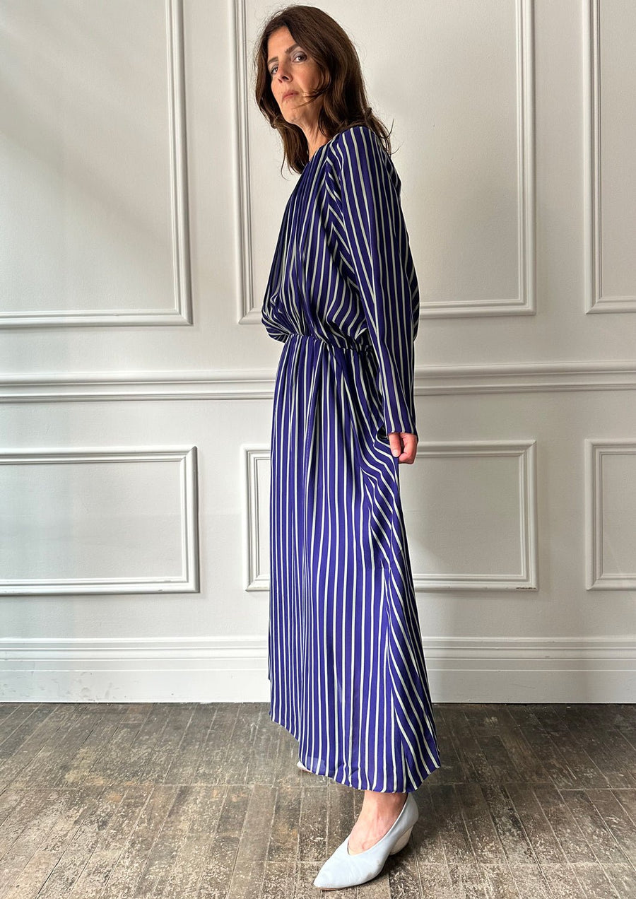 INDRESS - Monica Dress in Purple/Almond Stripe