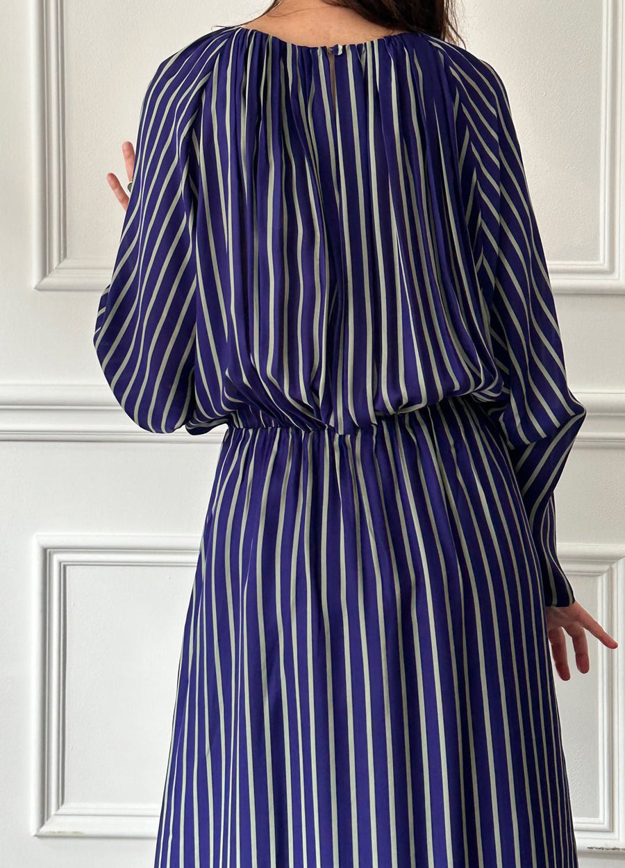 INDRESS - Monica Dress in Purple/Almond Stripe