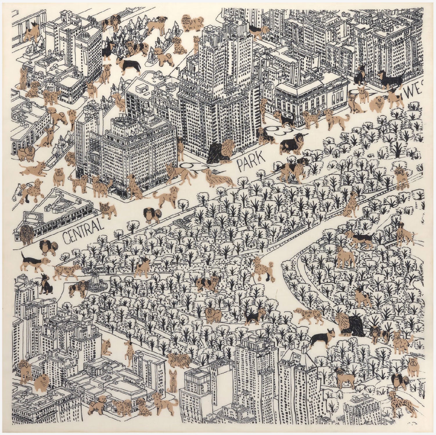 INOUI EDITIONS - Square Scarf 100 Central Park in White