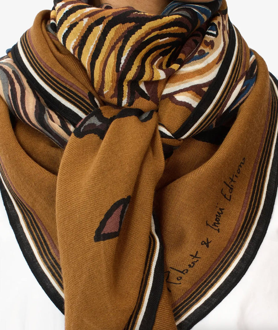 INOUI EDITIONS -130 Western Square Scarf in Brown