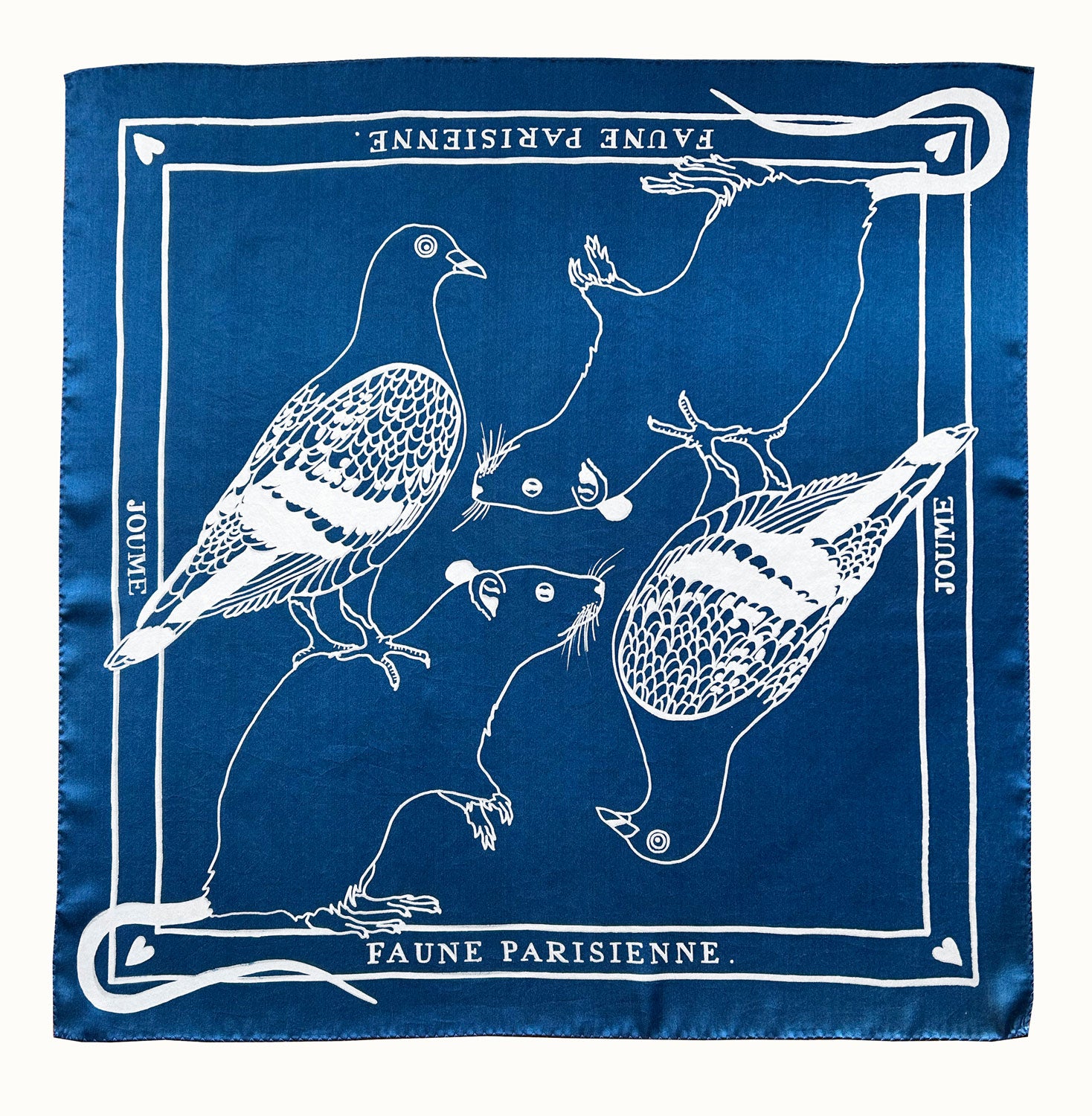 JOUME ATELIER - Silk Square Paris Fauna Scarf in Blue