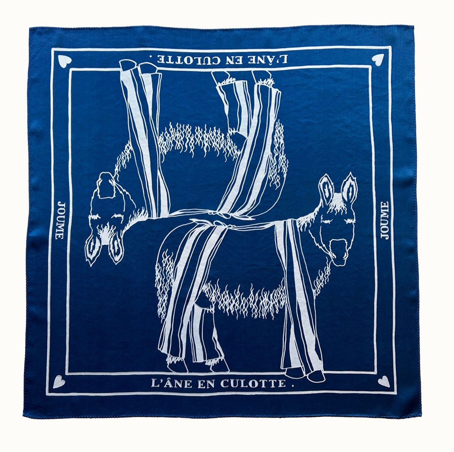 JOUME ATELIER - Square Silk Donkeys in Trousers Scarf in Blue