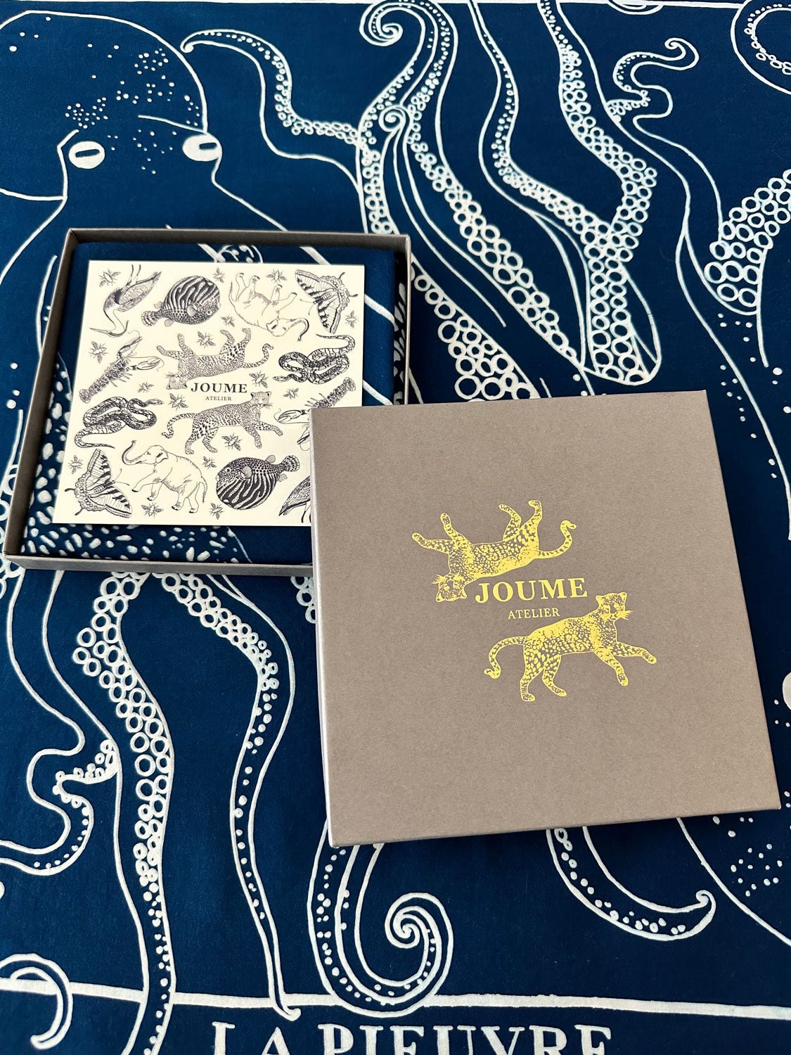 JOUME ATELIER - Silk Square Chouette Scarf in Blue