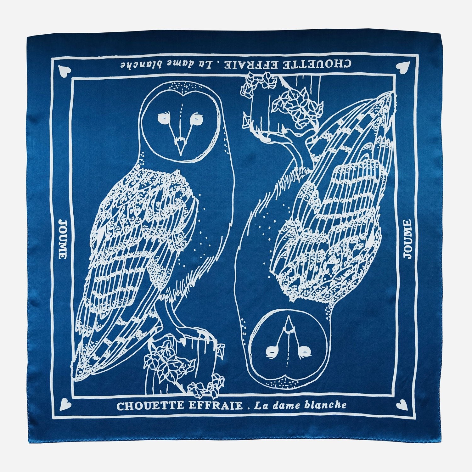 JOUME ATELIER - Silk Square Chouette Scarf in Blue