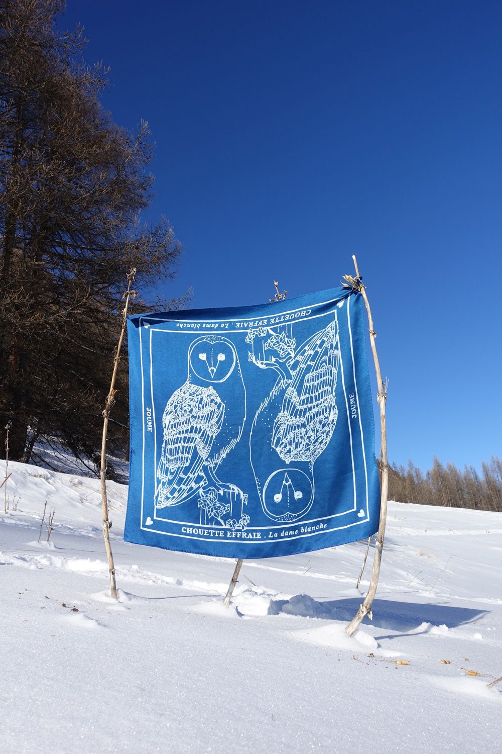 JOUME ATELIER - Silk Square Chouette Scarf in Blue