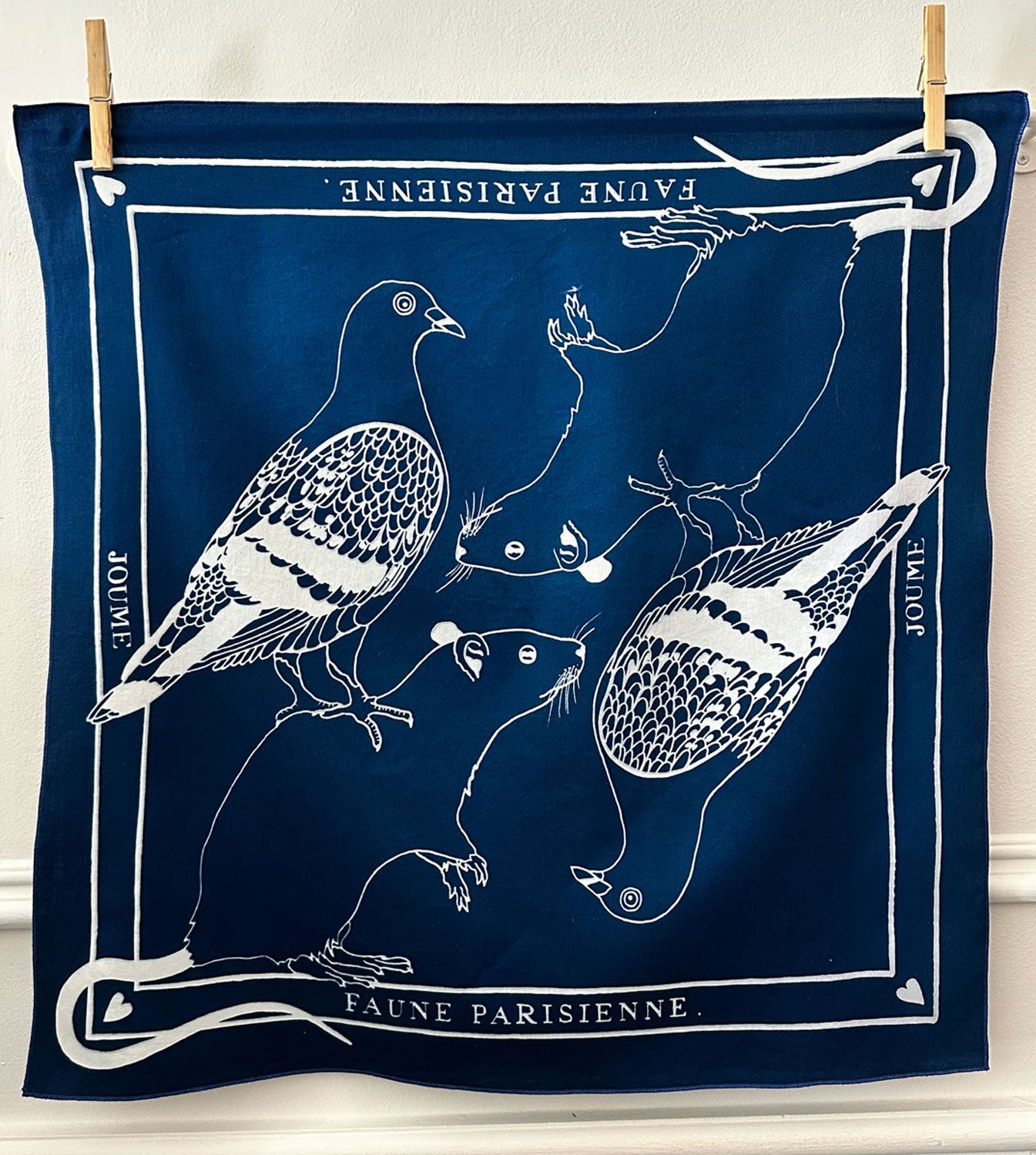 JOUME ATELIER - Cotton Square Faune Parisienne Scarf in Blue