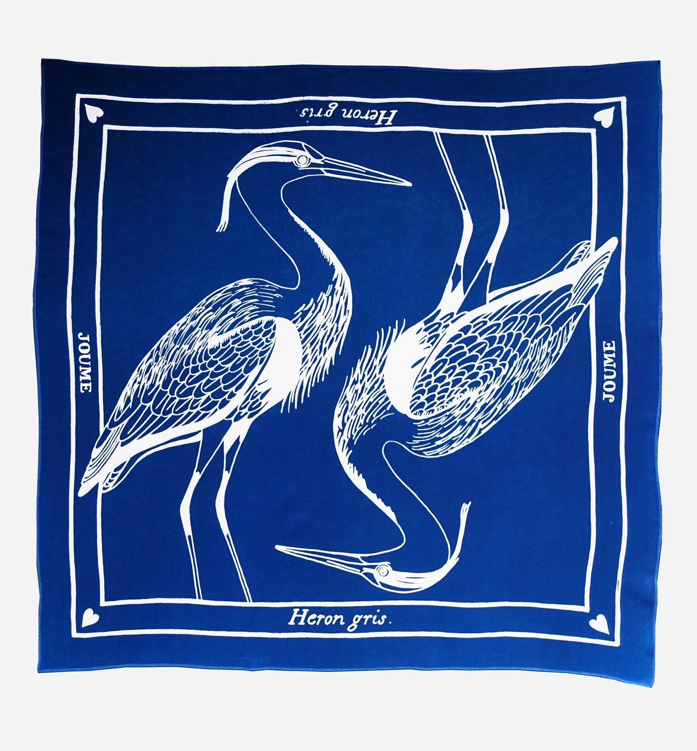 JOUME ATELIER - Cotton Square Grey Heron Scarf in Blue