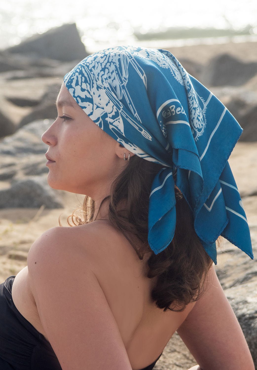 JOUME ATELIER - Silk Square Astacus Scarf in Blue