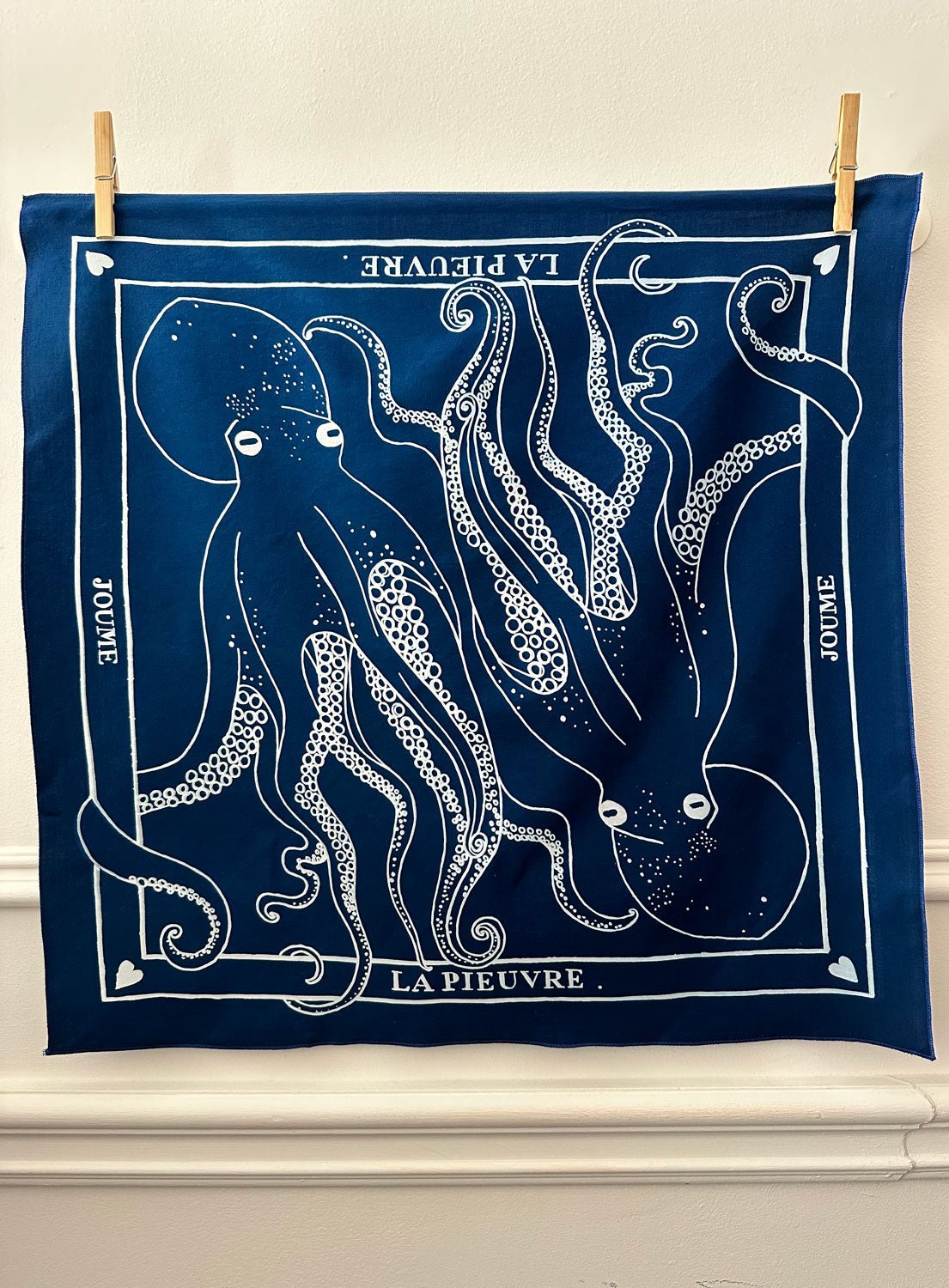 JOUME ATELIER - Silk Square Octopus Scarf in Blue