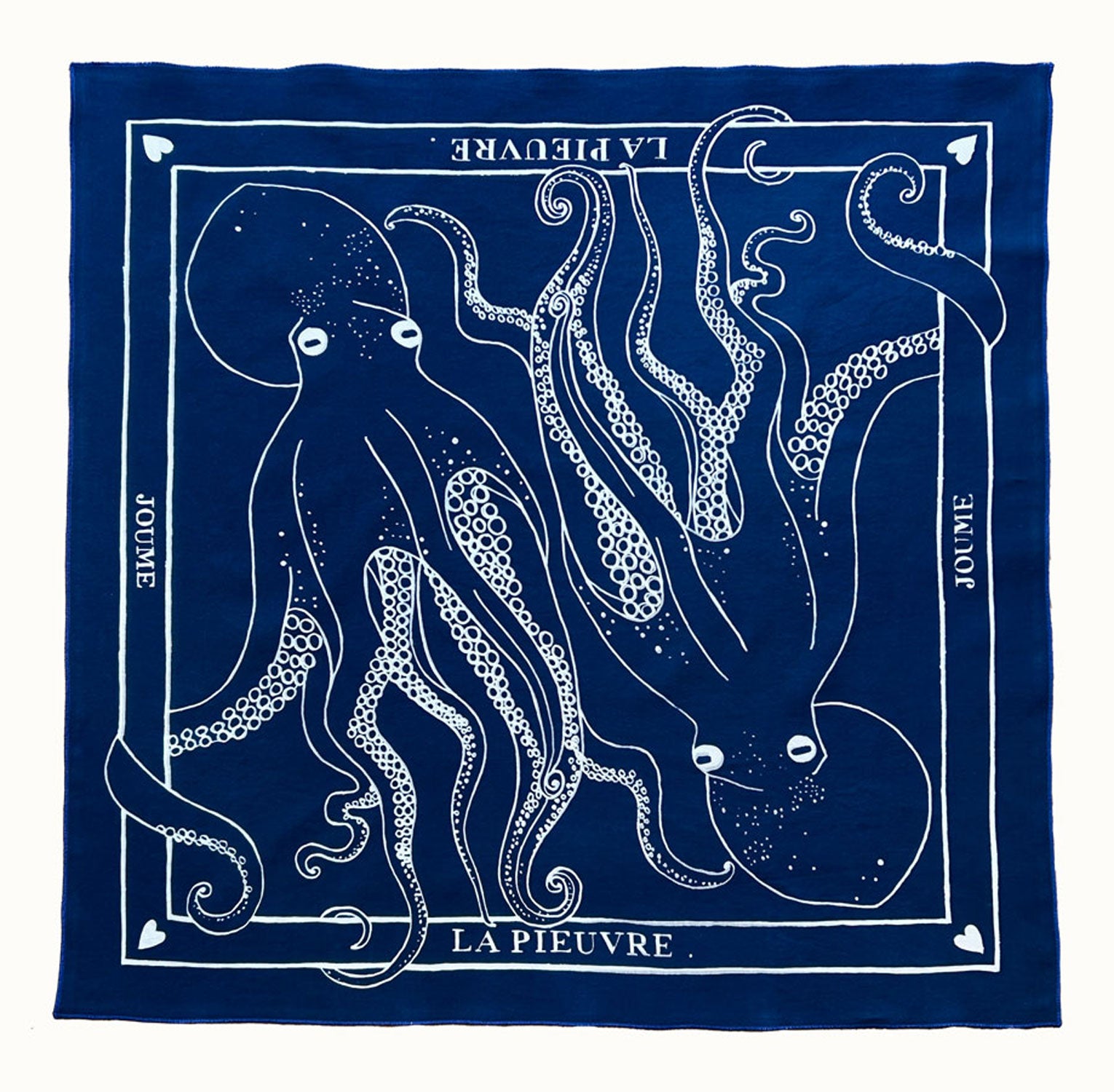 JOUME ATELIER - Cotton Square Octopus Scarf in Blue