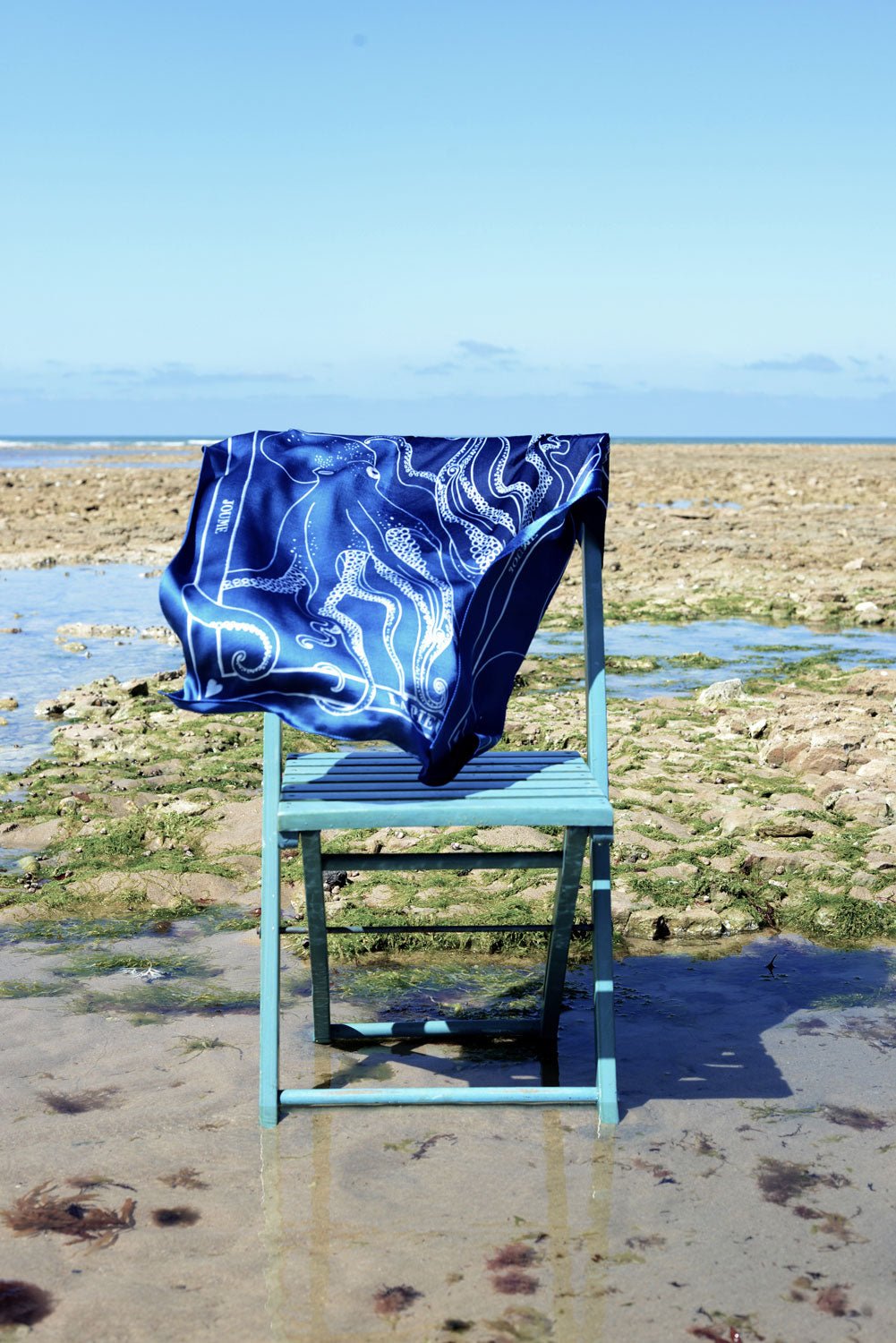 JOUME ATELIER - Silk Square Octopus Scarf in Blue