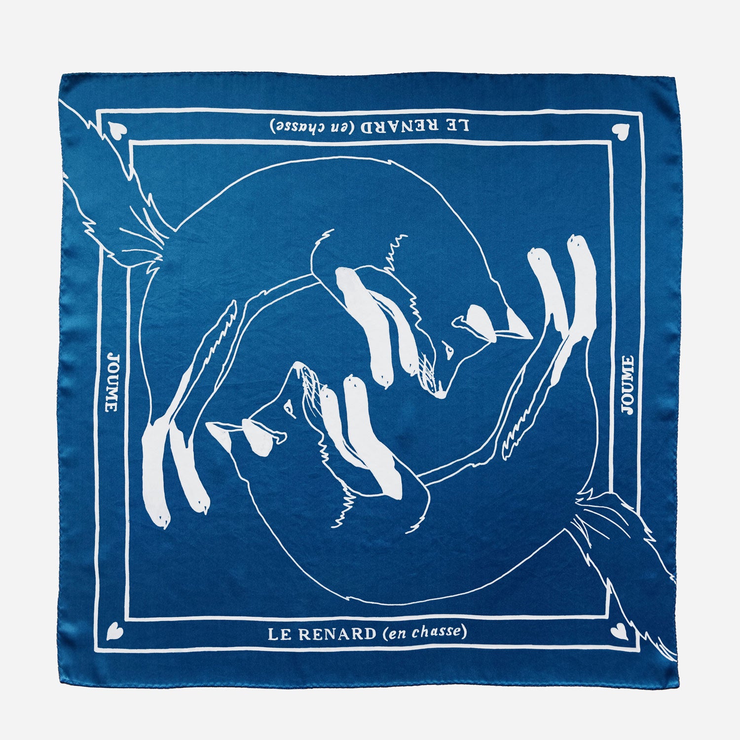 JOUME ATELIER - Square Silk Fox Scarf in Blue