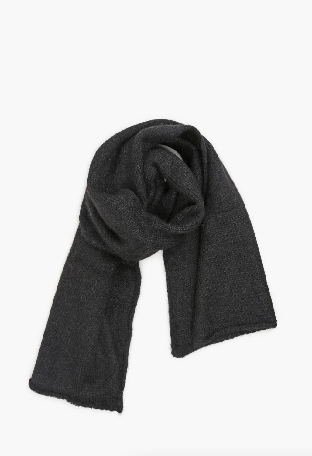 KARAKORAM - Suri Alpaca Knitted Scarf in Black