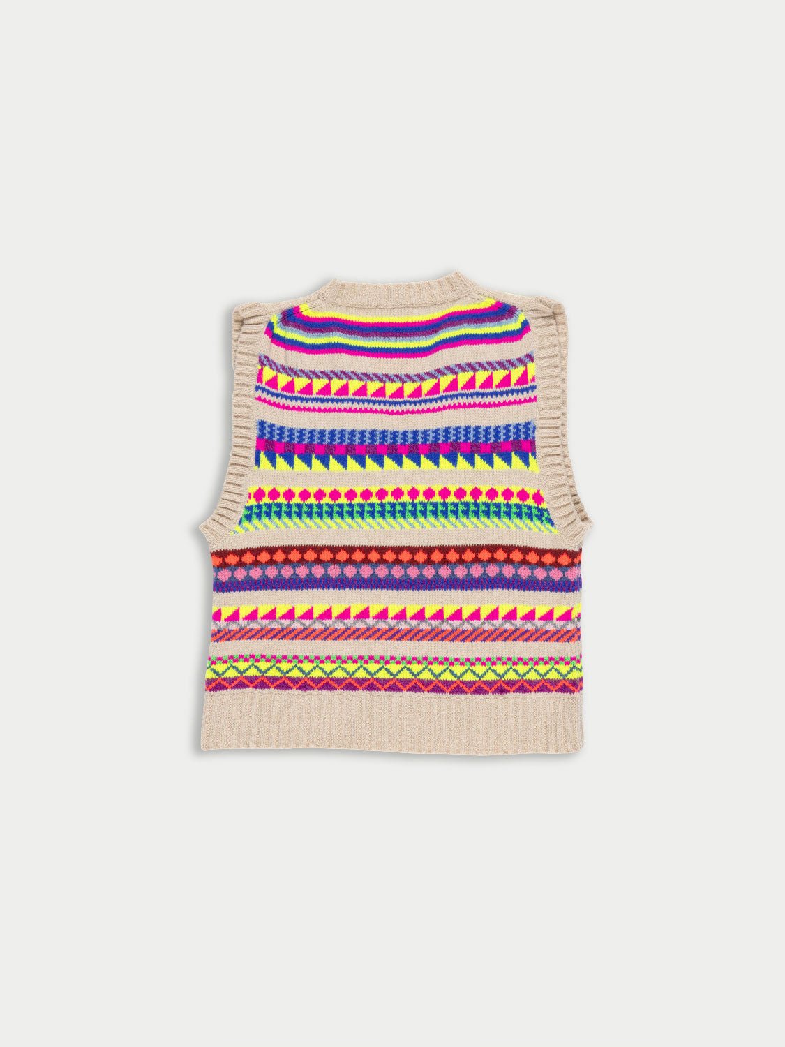 LA FETICHE - KEATON Neon Fairisle V-Neck Vest in Multico