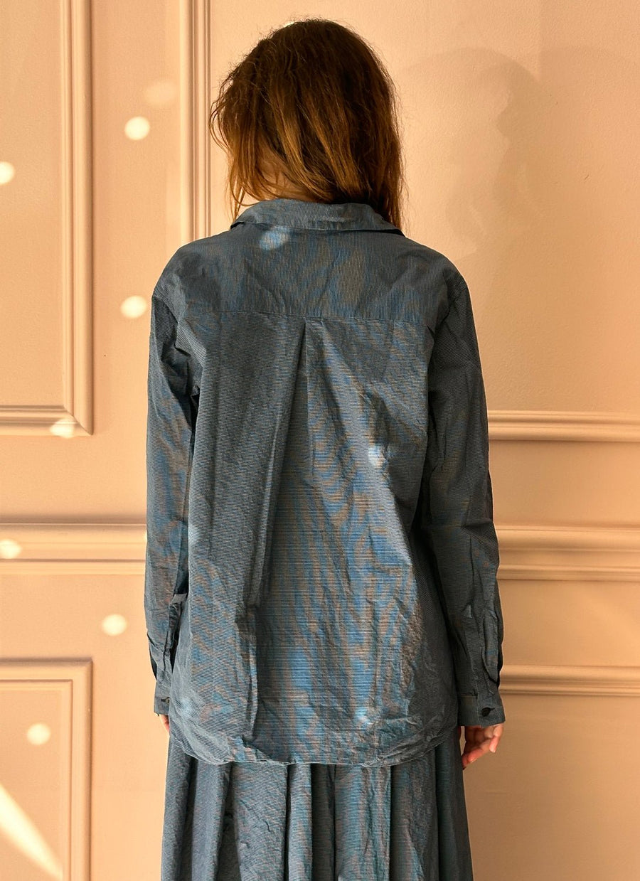 BERGFABEL - Loose Tyrol Shirt in Navy Micro Check