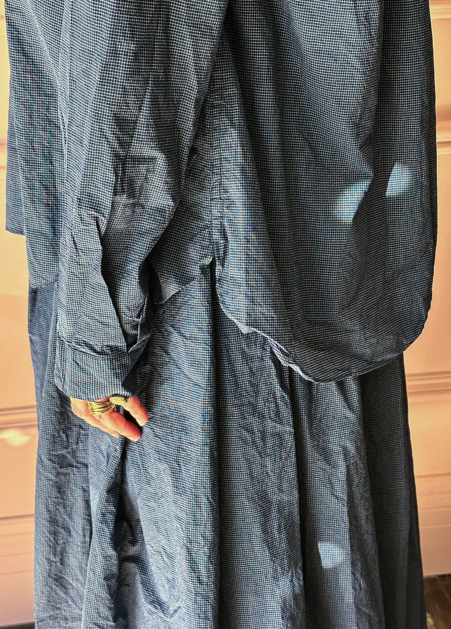 BERGFABEL - Loose Tyrol Shirt in Navy Micro Check