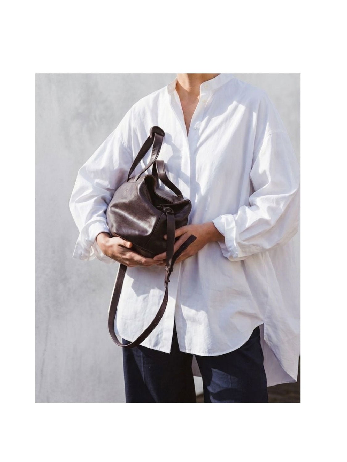LIHANN GEORGE - Matte Natural Grain Leather ELLI Bag in Deep Espresso