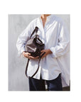 LIHANN GEORGE - Matte Natural Grain Leather ELLI Bag in Deep Espresso