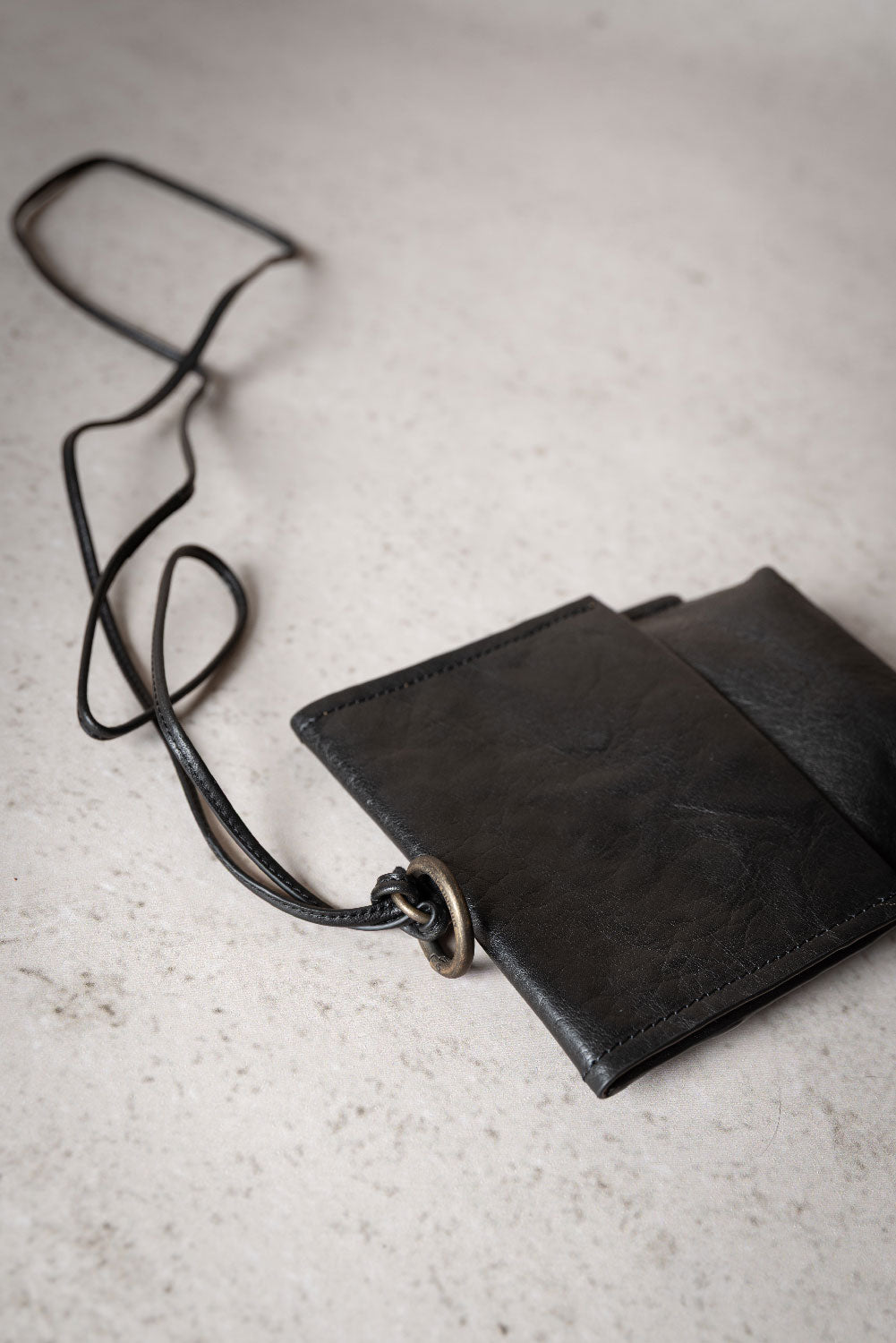 LIHANN GEORGE - Crushed Grain Leather Didi Cross Body Bag in Black