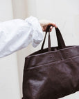 LIHANN GEORGE - Matte Natural Grain Leather ELLI Bag in Deep Espresso