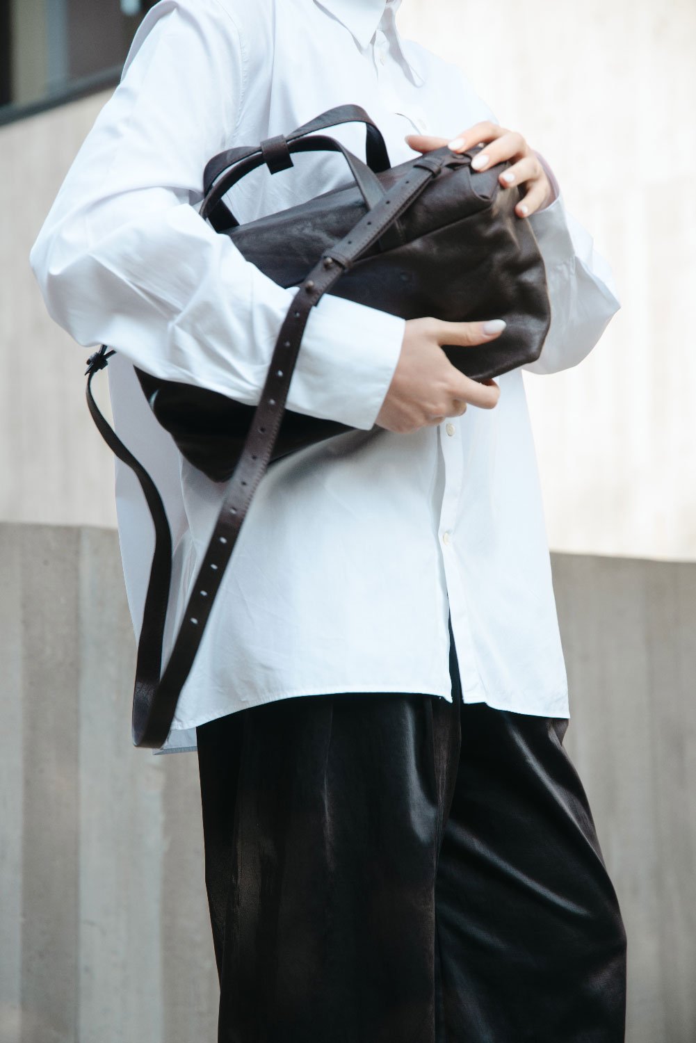 LIHANN GEORGE - Matte Natural Grain Leather LILI Bag in DEEP ESPRESSO