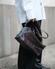 LIHANN GEORGE - Matte Natural Grain Leather LILI Bag in DEEP ESPRESSO