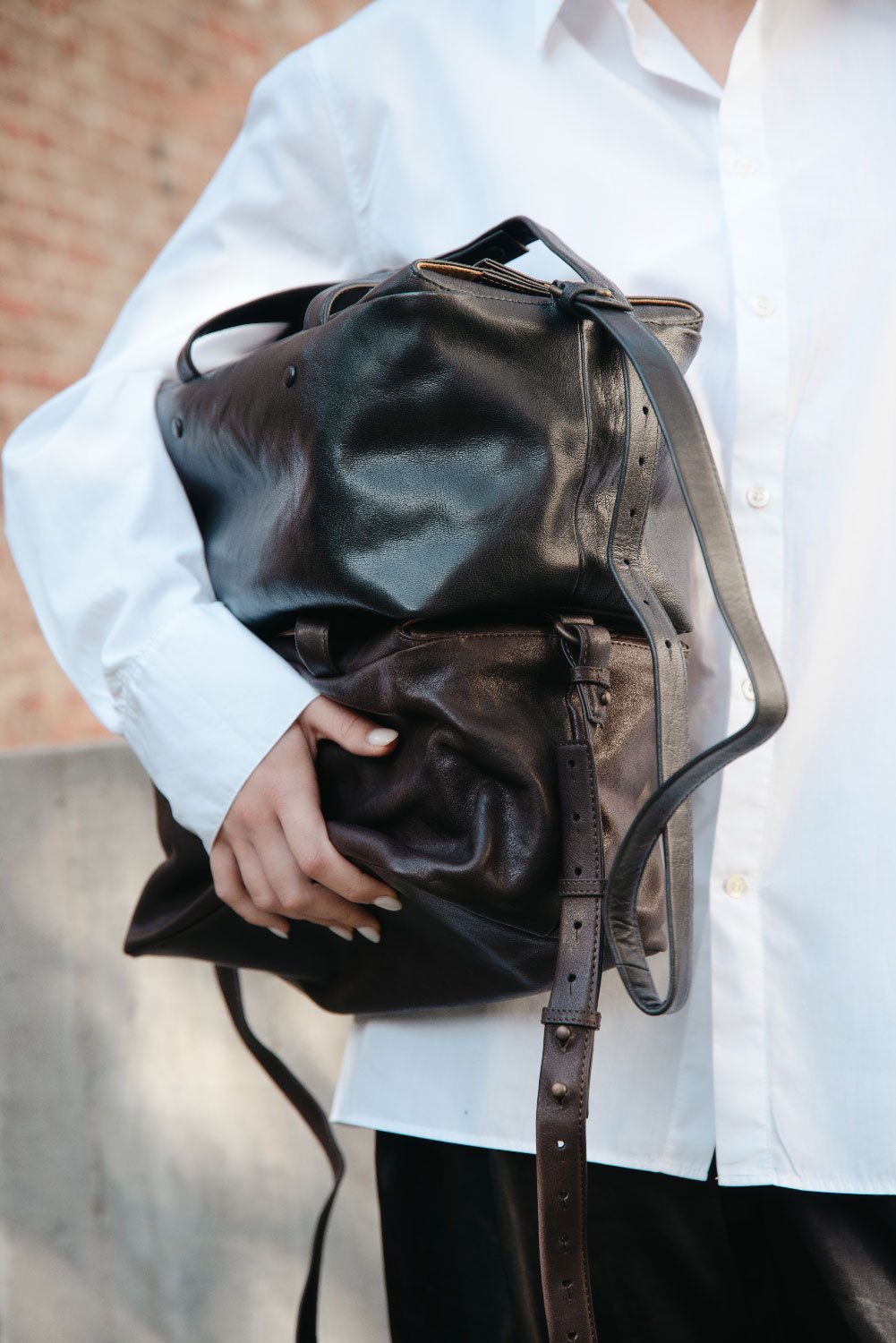 LIHANN GEORGE - Matte Natural Grain Leather LILI Bag in DEEP ESPRESSO