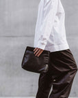 LIHANN GEORGE - Matte Natural Grain Leather SIENI Bag in DEEP ESPRESSO