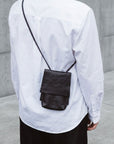 LIHANN GEORGE - Crushed Grain Leather Didi Cross Body Bag in Black