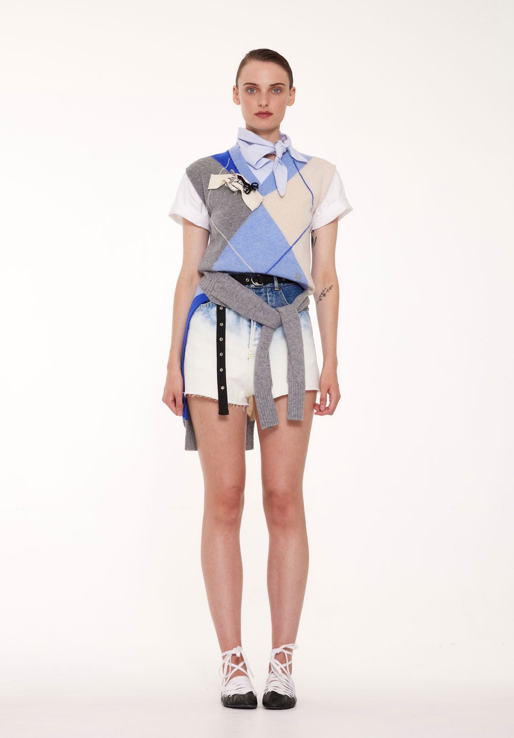 LA FETICHE - BRYCE Argyle Vest in Light Blue/Grey