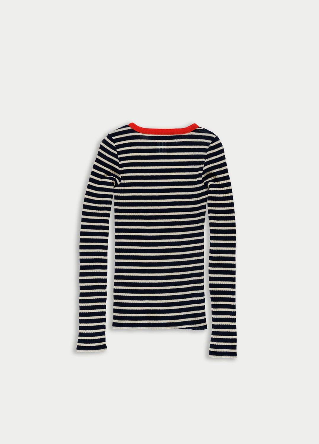 LA FETICHE - JACKIE RAYE Fine Ribbed Top in Navy/Ecru/Red