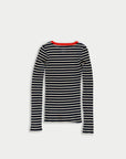 LA FETICHE - JACKIE RAYE Fine Ribbed Top in Navy/Ecru/Red