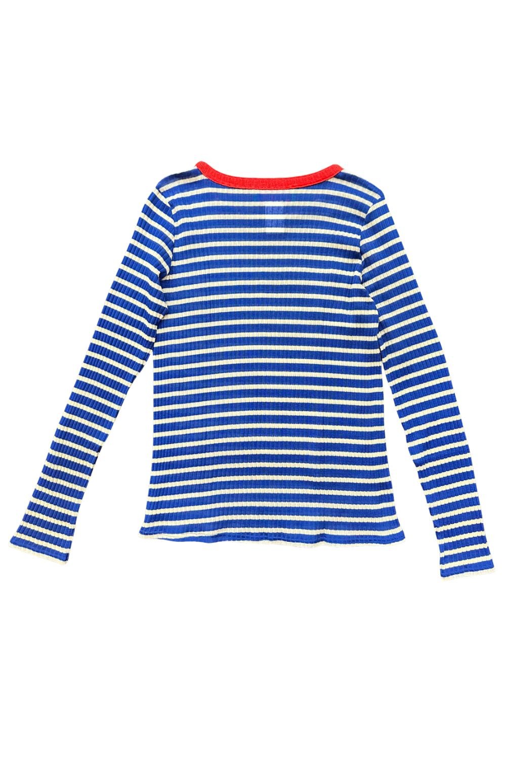 LA FETICHE - JACKIE RAYE Fine Ribbed Top in Blue/Ecru/Red