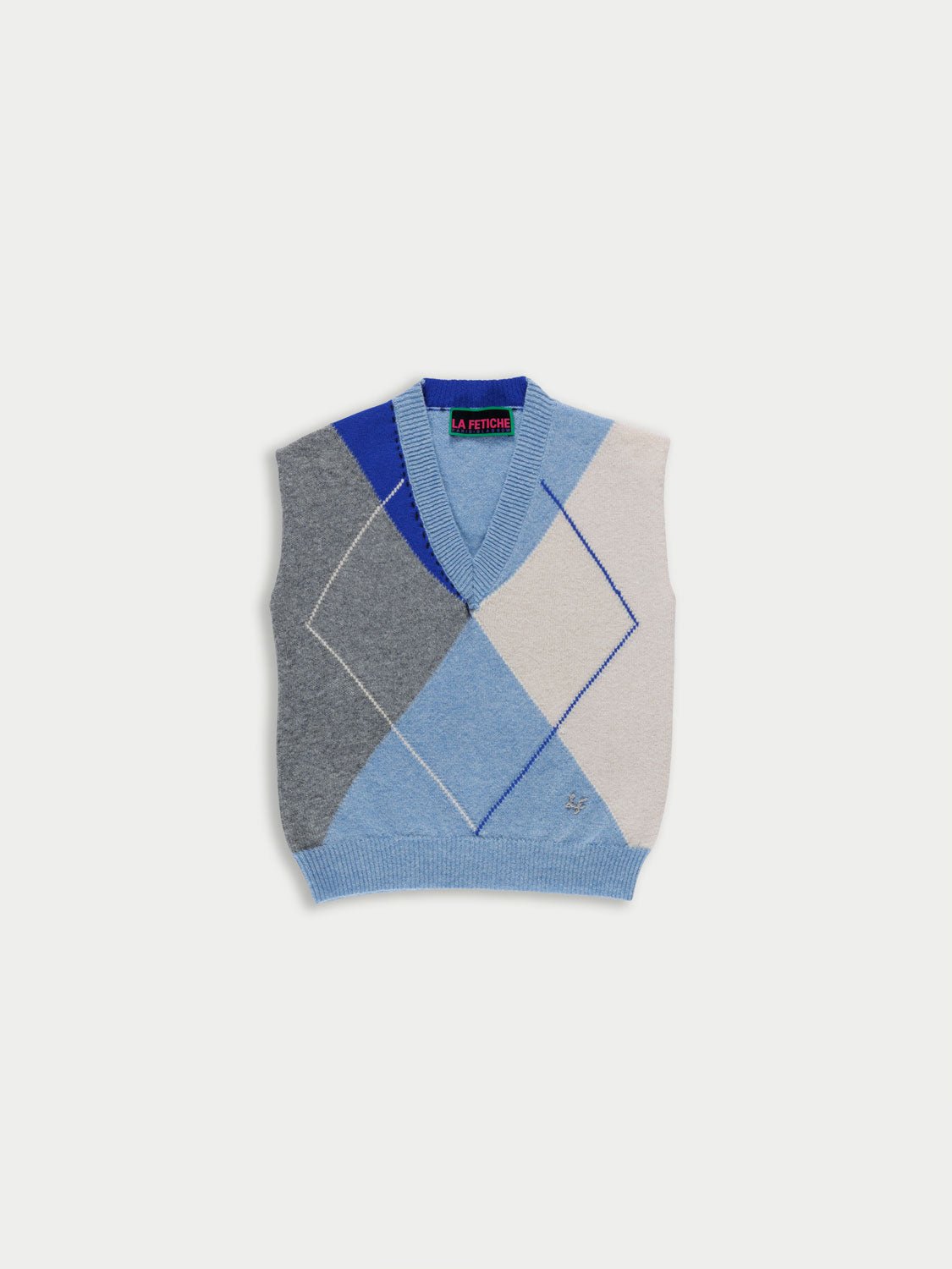 LA FETICHE - BRYCE Argyle Vest in Light Blue/Grey