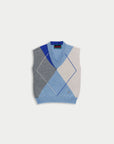 LA FETICHE - BRYCE Argyle Vest in Light Blue/Grey