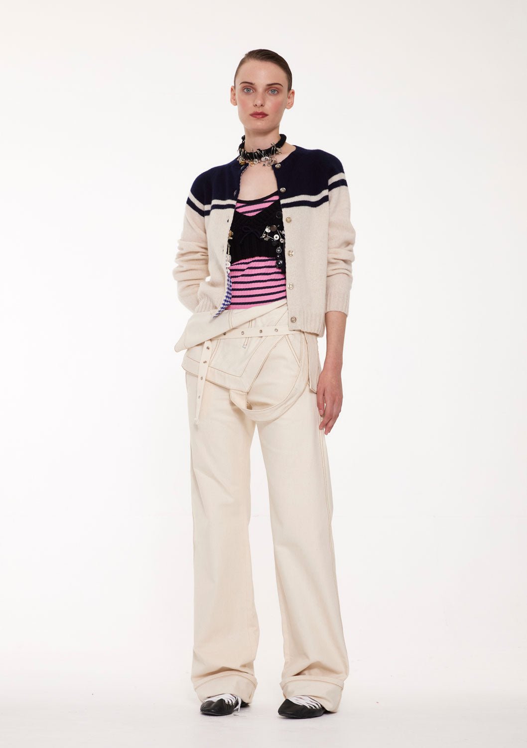 LA FETICHE - MAAR Cardigan in Ecru/Navy