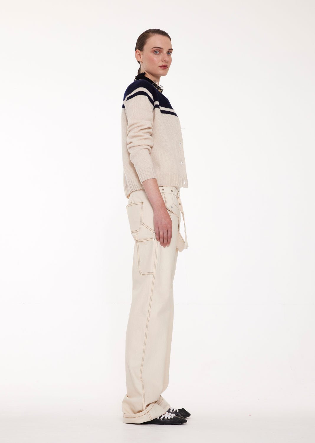 LA FETICHE - MAAR Cardigan in Ecru/Navy