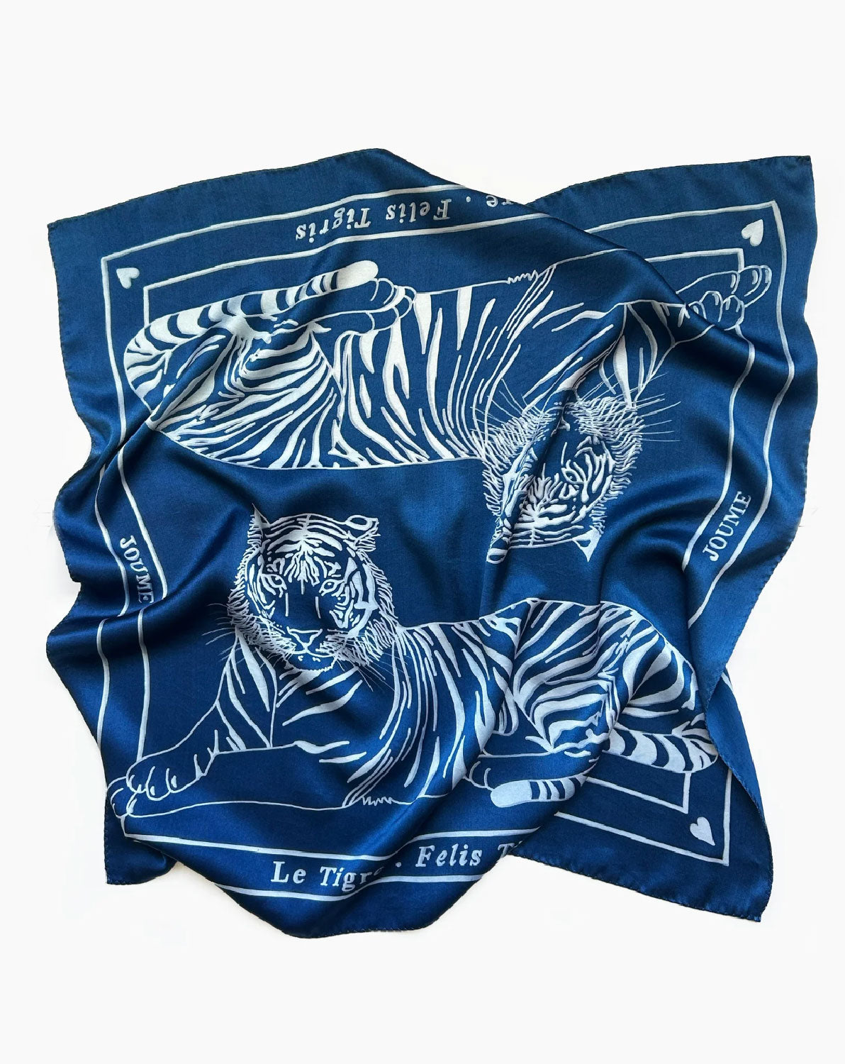 JOUME ATELIER - Square Cotton Tiger Scarf in Blue