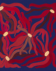 PETITJEAN - SILK SOLEIL DE NUIT SCARF in RED/NAVY