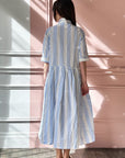 BERGFABEL - LENA Dress in Sky Blue Stripe
