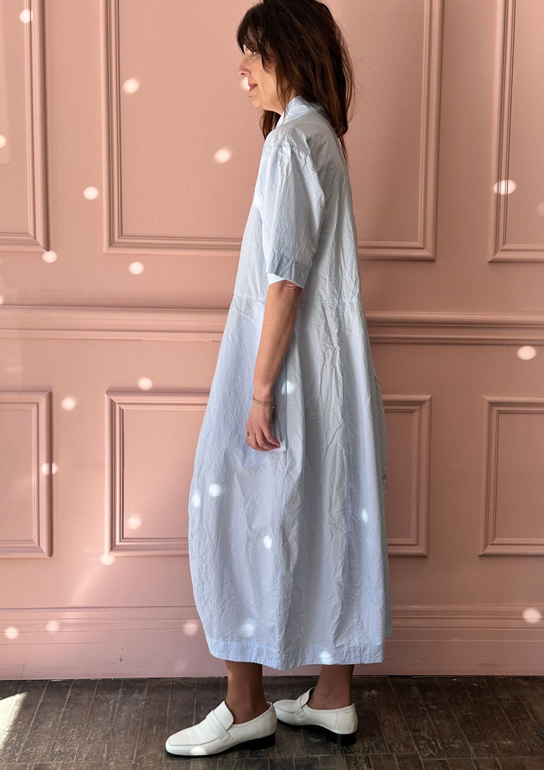 BERGFABEL - LETTY Dress in Blue/White Micro Check