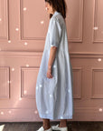 BERGFABEL - LETTY Dress in Blue/White Micro Check