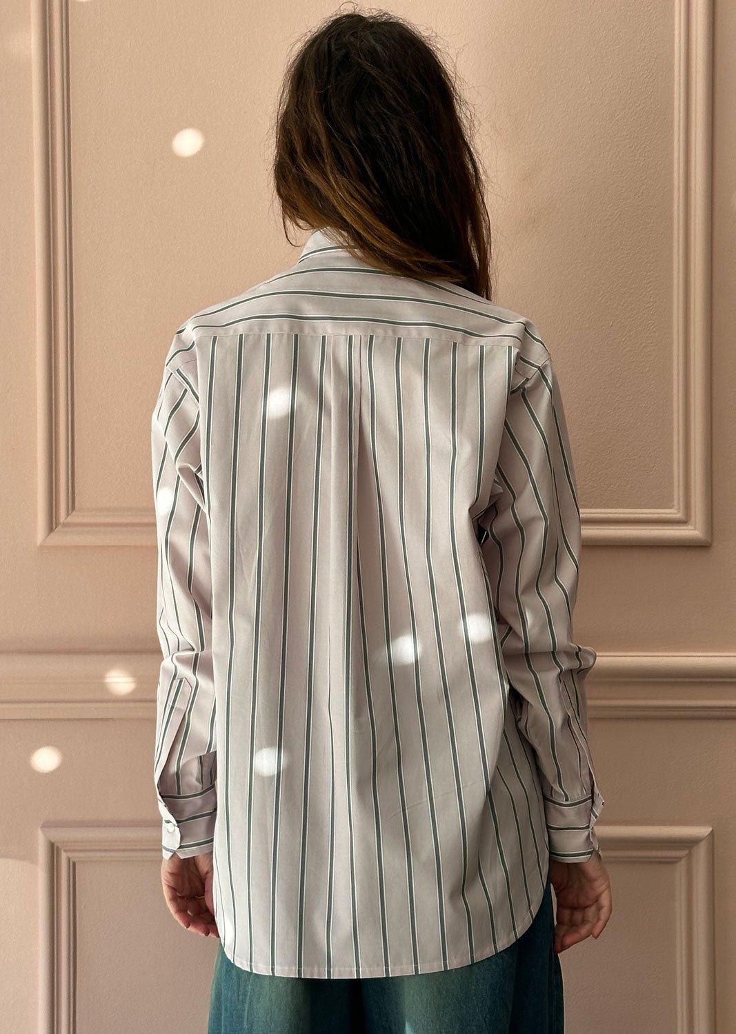 LES PRAIRIES DE PARIS - London Chemise in Rose/Grey Stripe