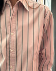 LES PRAIRIES DE PARIS - London Chemise in Rose/Grey Stripe