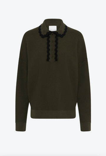 MOLLI - DUCHESSE Pullover in Khaki/Deep Black