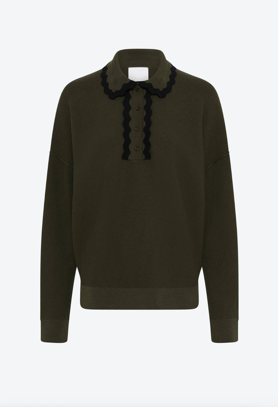 MOLLI - DUCHESSE Pullover in Khaki/Deep Black