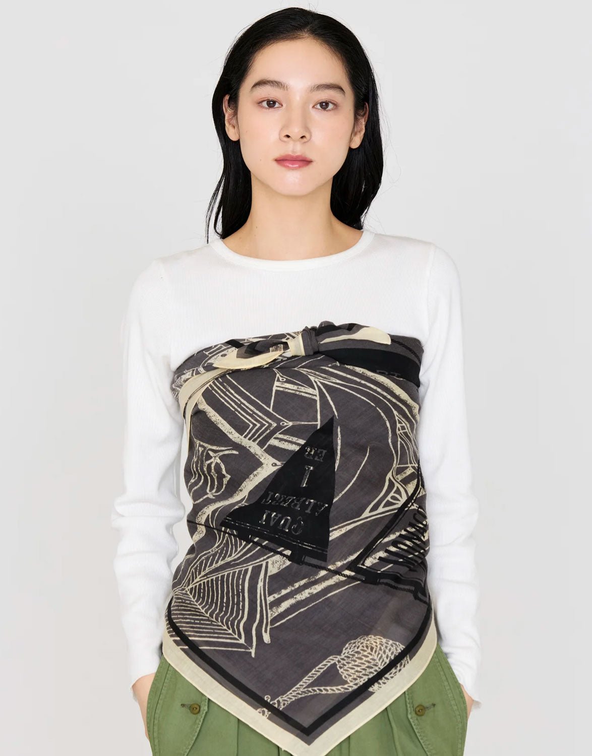 MANIPURI - Nautical 120cm Scarf in Charcoal Grey