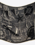 MANIPURI - Nautical 120cm Scarf in Charcoal Grey