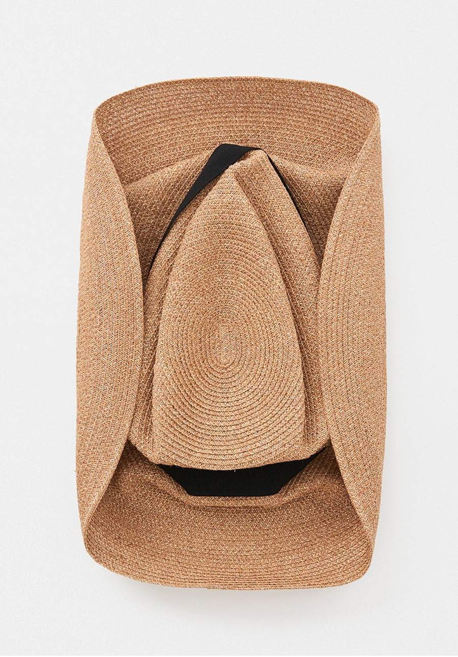 MATURE HA - Long Brim Boxed Hat Paper Abaca with Grosgrain Ribbon